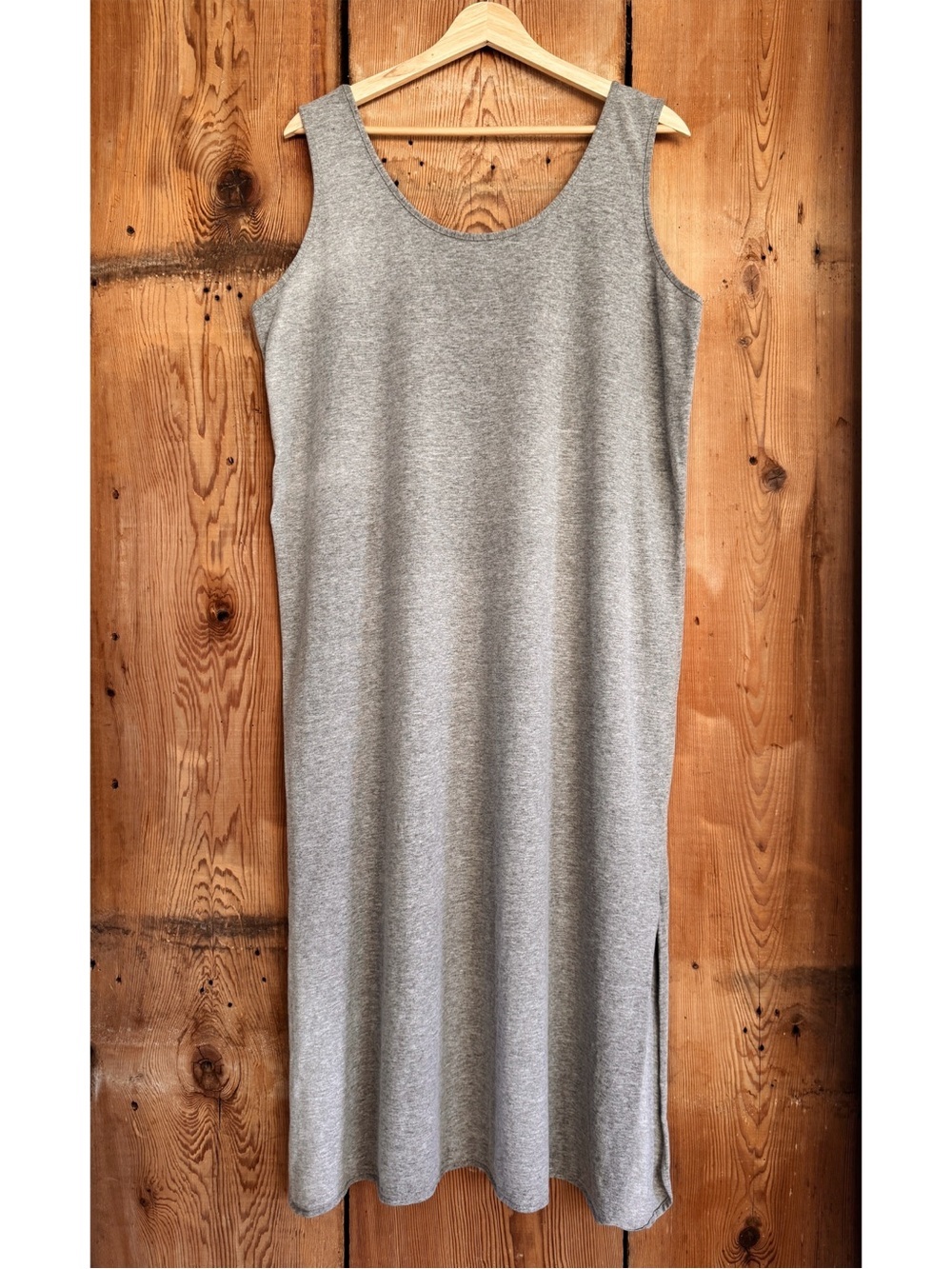 Sz L Vtg 70s 80s Elsie Of Miami Heather Grey Sleeveless Midi Shift Dress EUC